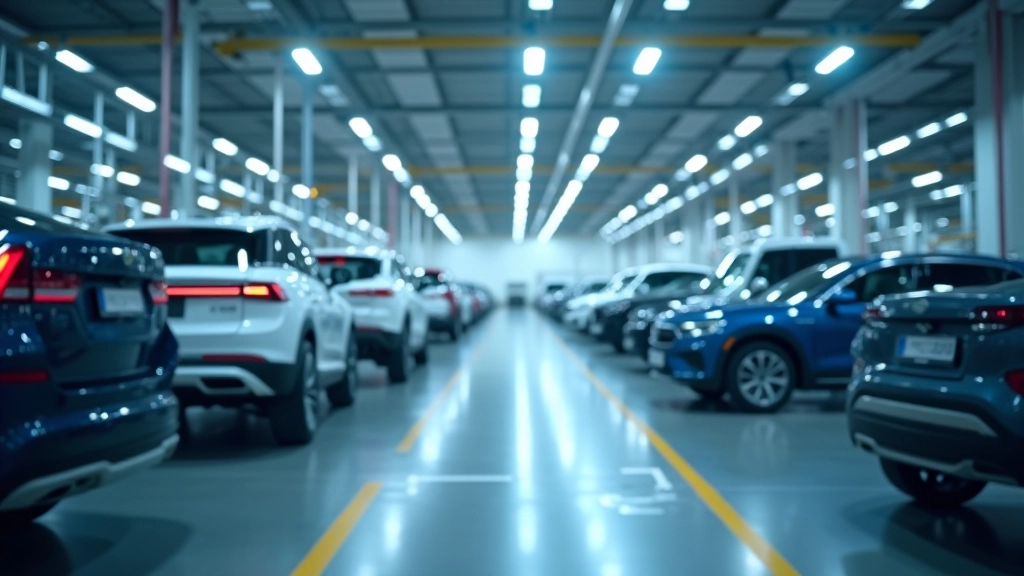 Produktionshalle mit modernen Fertigungsmaschinen für Elektrofahrzeug-Komponenten